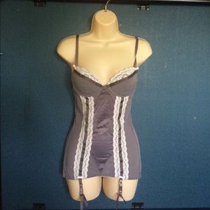 Victoria's secret gray 1 Pc  slip with Garters 34c